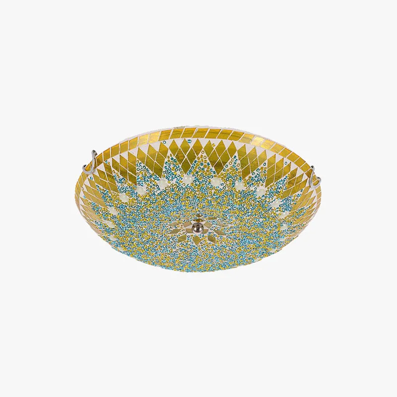 Environmentally Friendly Eryn Modern Mediterranean Glass Flush Mount Ceiling Light Blue Yellow White Verified