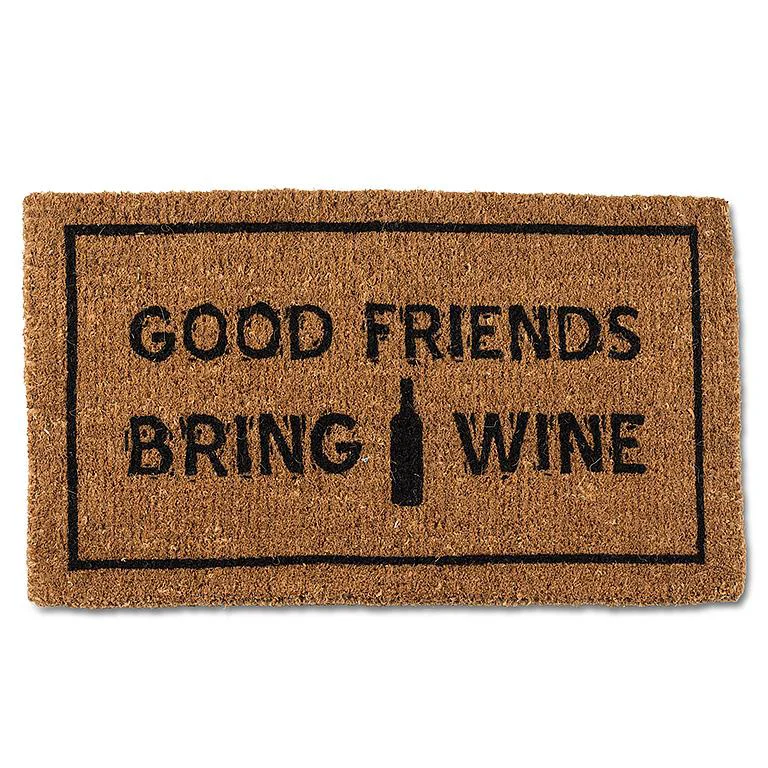 Minimalist Friends Bring Wine Door Mat 18 x 30 Original