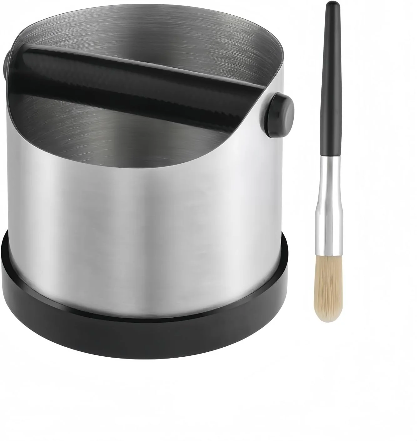 Lightweight Coffee Grounds Knock Box Small Stainless Steel Espresso Coffee Knock Box Coffee Grind Knock Out Box with Removable Knock Bar and Coffee Brush Practical