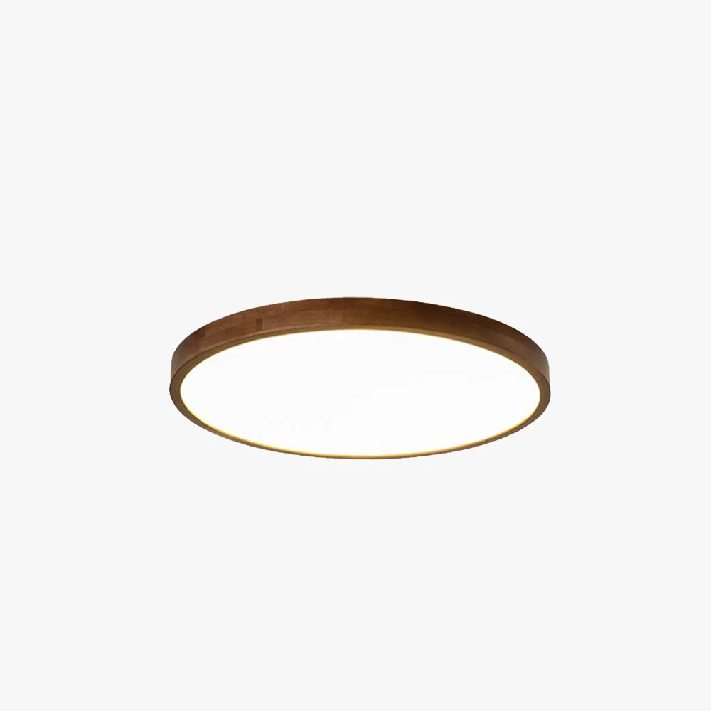 Top-Quality Ozawa Modern Geometric Walnut LED Flush Mount Ceiling Light