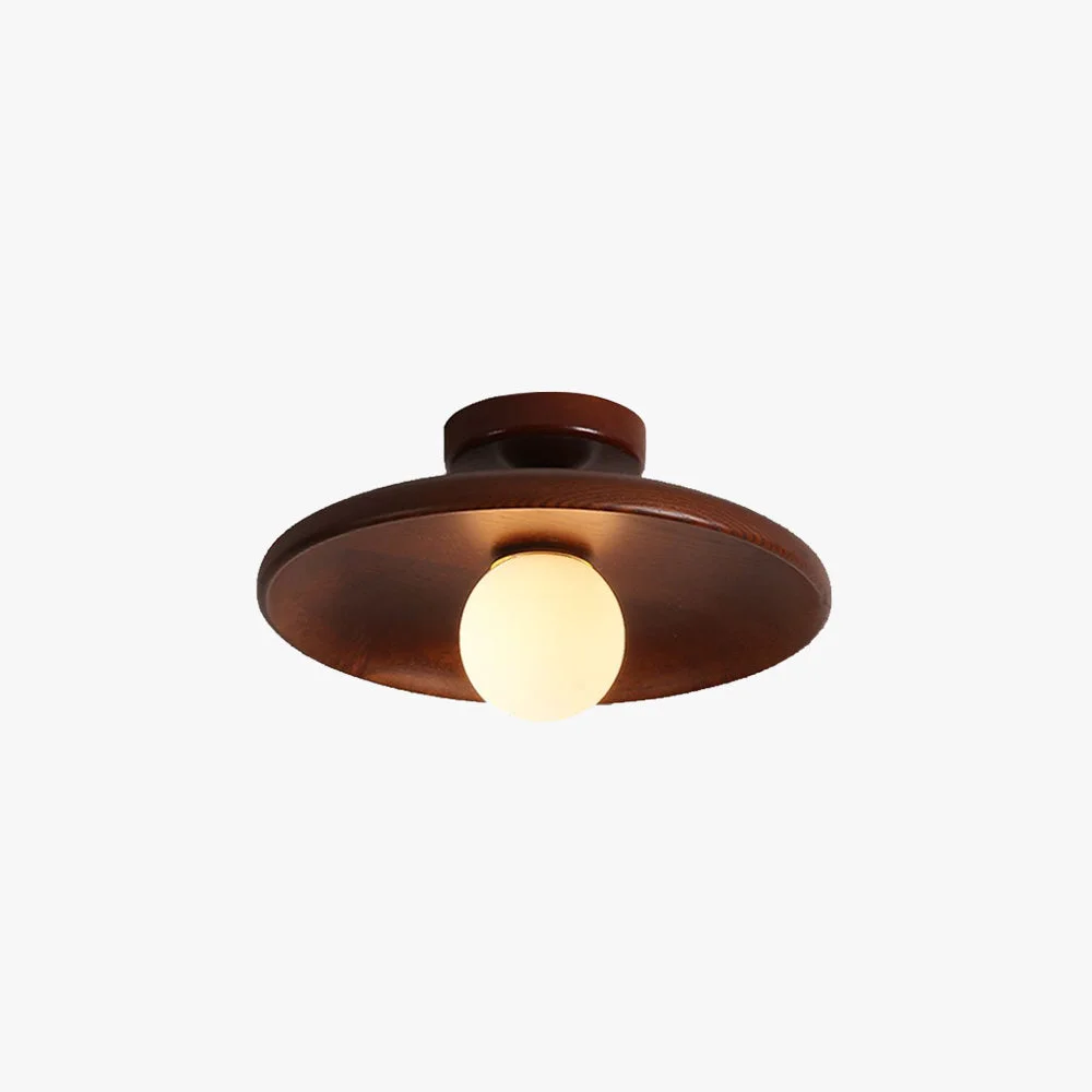 Carins Modern Round Flush Mount Ceiling Light Wood Walnut Bedroom Casual