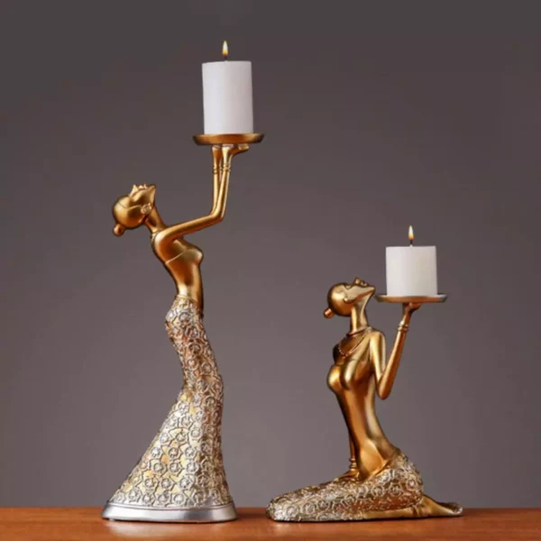 Unique Vintage Abstract Lady Candle Holder Pair Fine