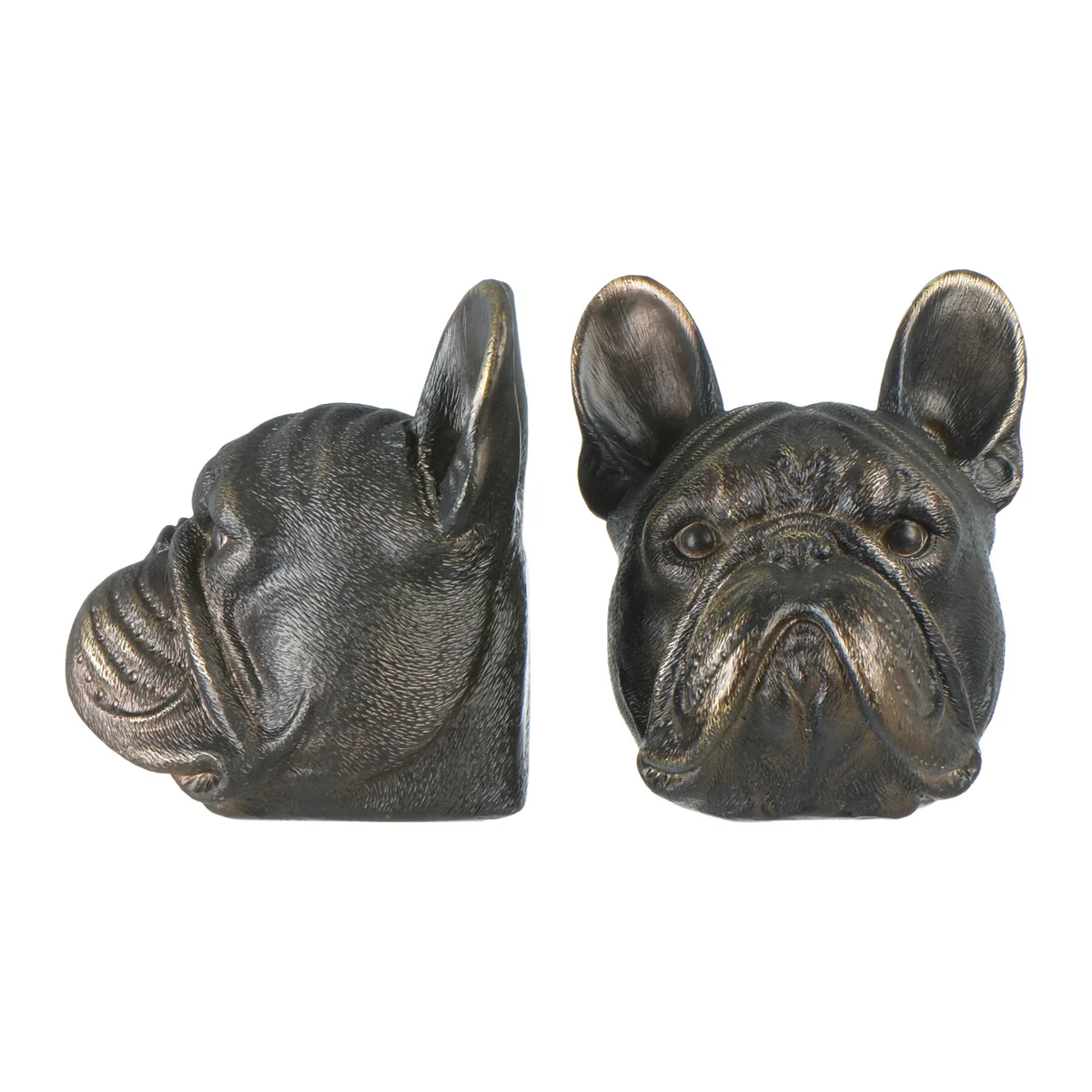 Premium Material Dog Head Bookends with Antique Finish Set of 2 Solid