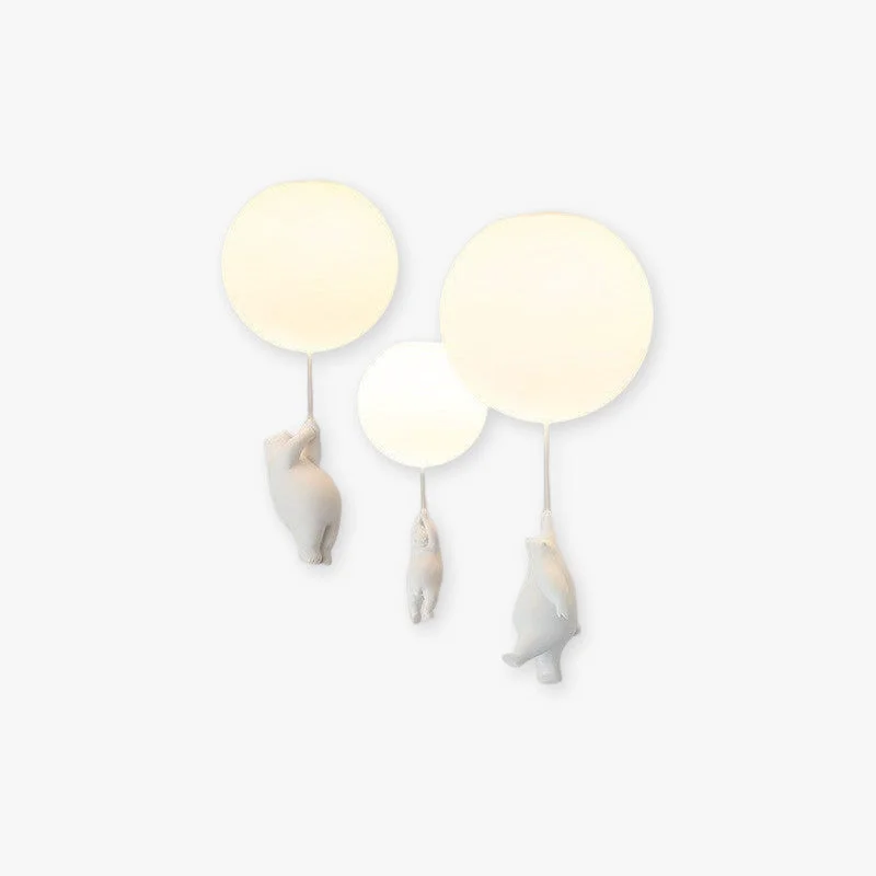 Stylish Fateh Bear Balloon LED Flush Mount Ceiling Light 3 Style White Secure