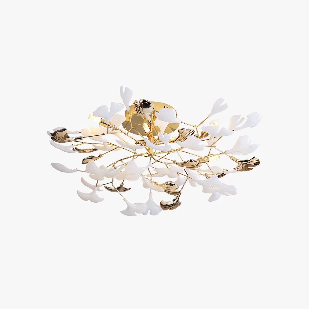 Original Design Ophelia Elegant Leaf Ceramic Metal Flush Mount Ceiling Light Gold Elite