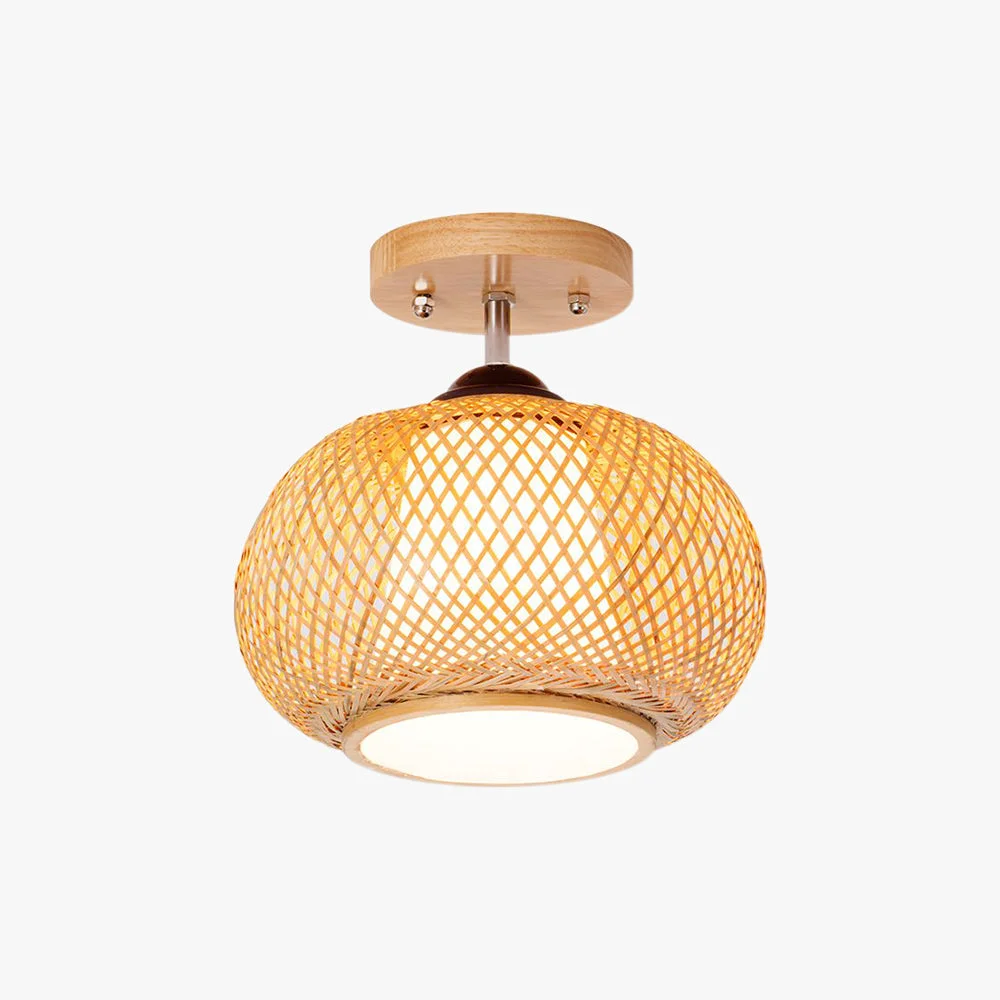 Breathable Muto Boho Flush Mount Rattan Ceiling Light Living Room Relaxed