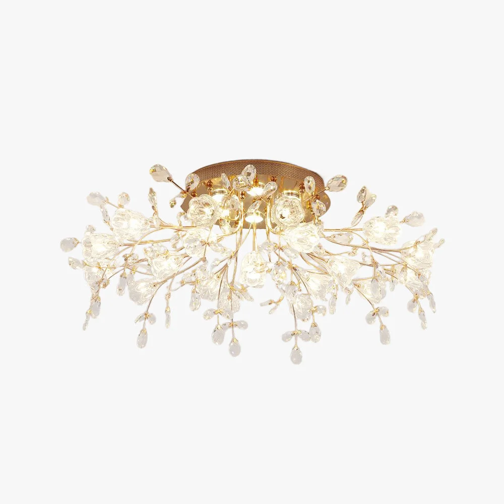 Clean Lili Art Deco Elegant Flower Flush Mount Ceiling Lights Gold Minimalist