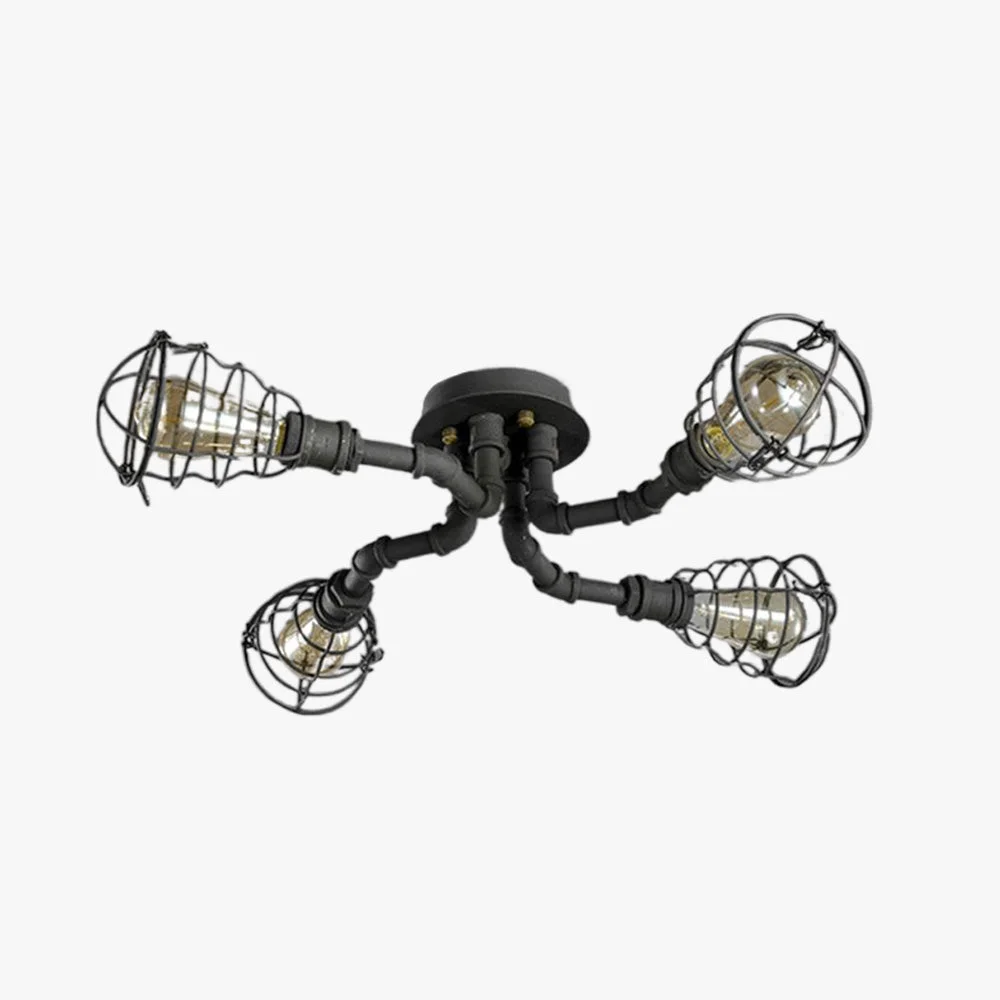 Recyclable Alessio Industrial Flush Mount Ceiling Light Black Brass Exceptional