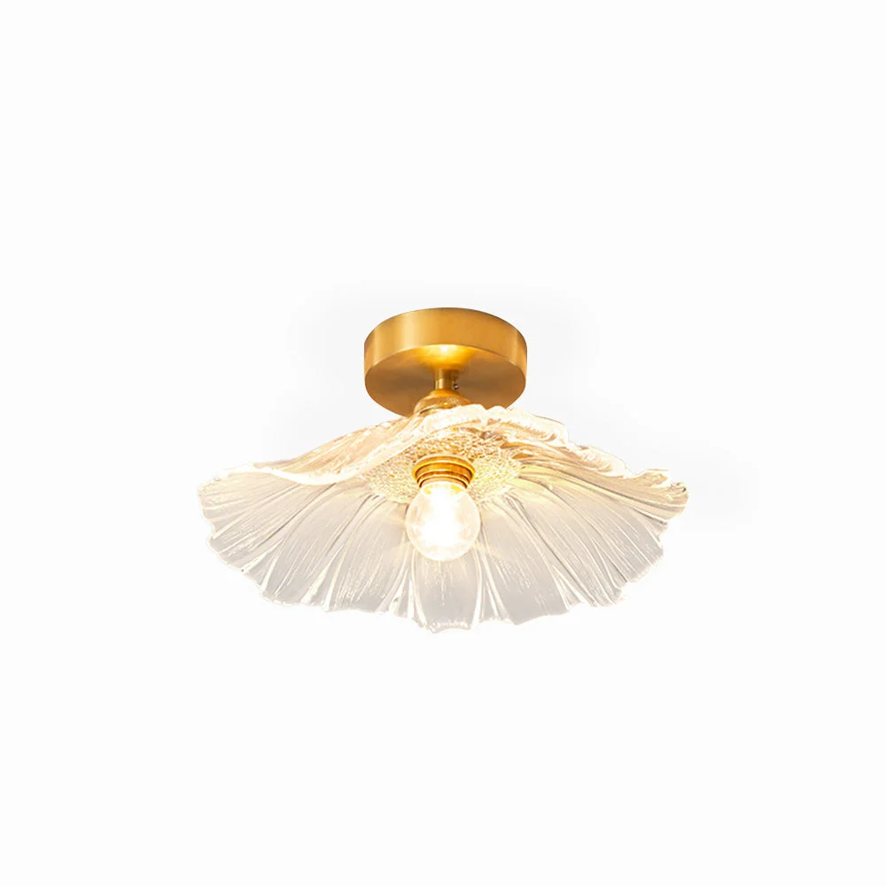 Verified Carins Art Deco Flower Glass Flush Mount Ceiling Light Clear Green Natural