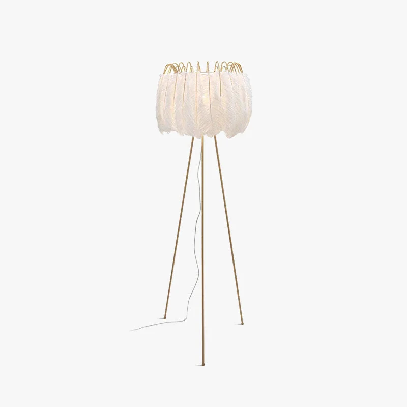 Exceptional O'Moore Artistic Tripod Feather Floor Lamp White Refined