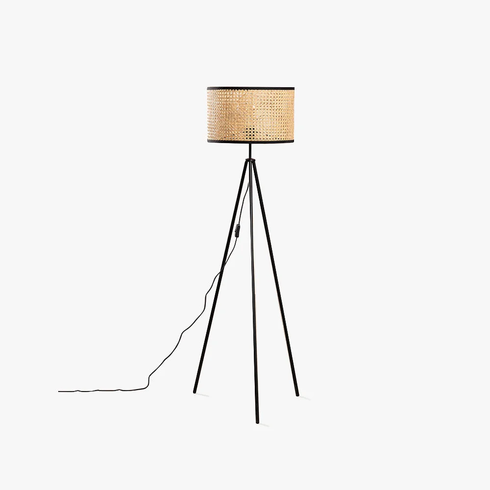 Safe Ritta Natural Tripod Floor Lamp Rattan Willow Weave Premium