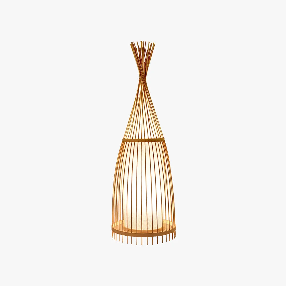 Safe Ozawa Rustic Bottle Standing Floor Lamp Rattan Fabric Bedroom Enhanced
