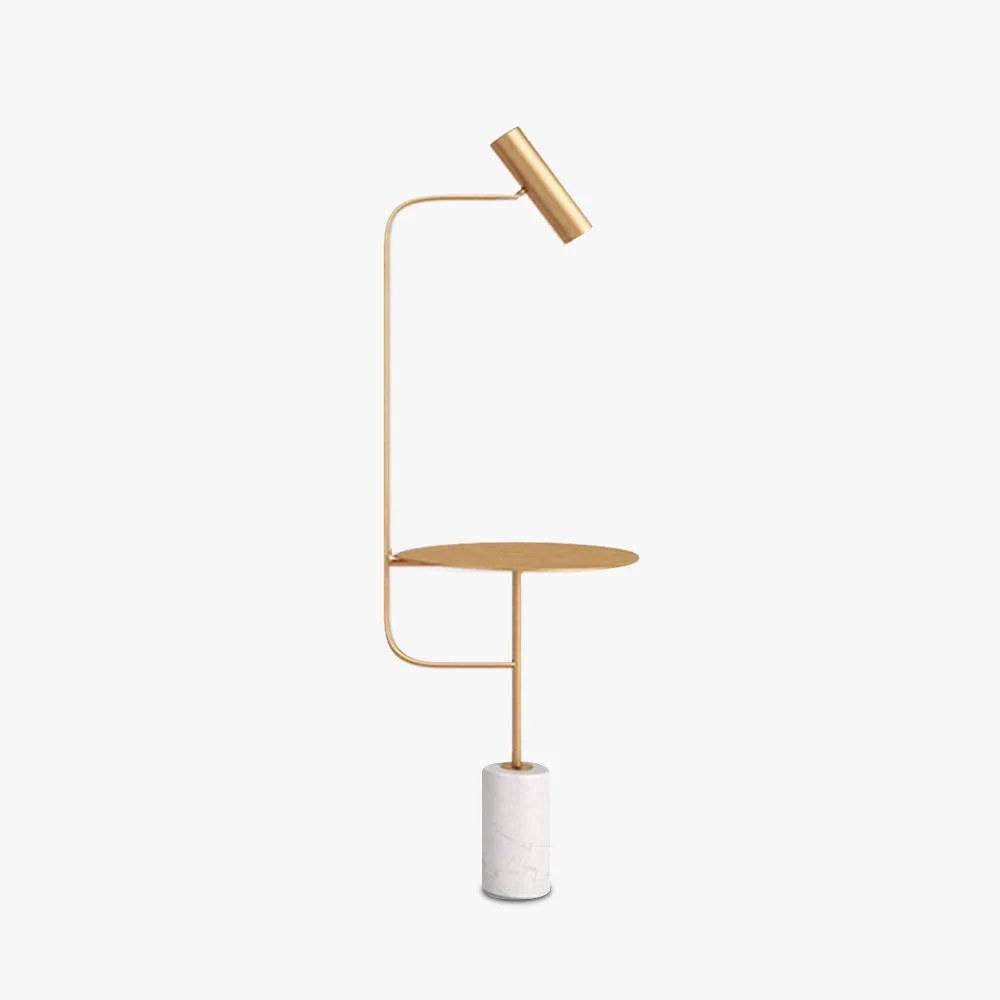 Detailed Salgado Minimalist Metal Floor Lamp With Table Black Gold Fine Crafted