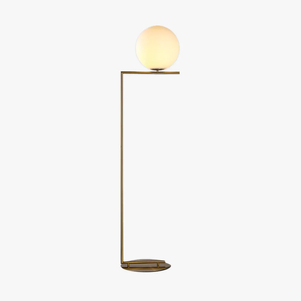 Environmentally Friendly Valentina Modern Right Angle Globe Metal Glass Standing Floor Lamp Brass Silver Luxury