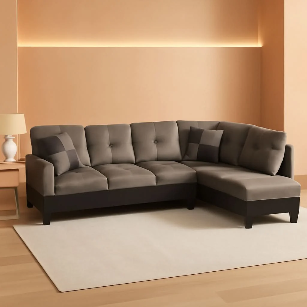Comfortable Two Piece L Shape Sectional Sofa Set With Chaise In Taupe Microfiber R Reliable