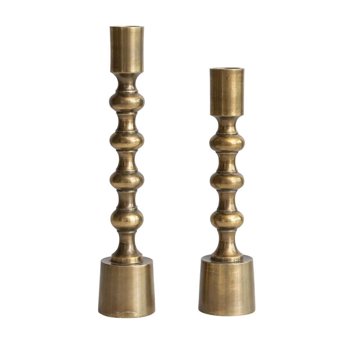 Next-Generation Cast Aluminum Taper Holders Antique Gold Finish Detailed
