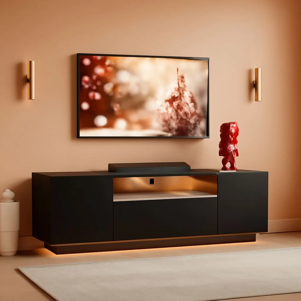 Exceptional Black 58-Inch TV Console For Living Room Entertainment Fast
