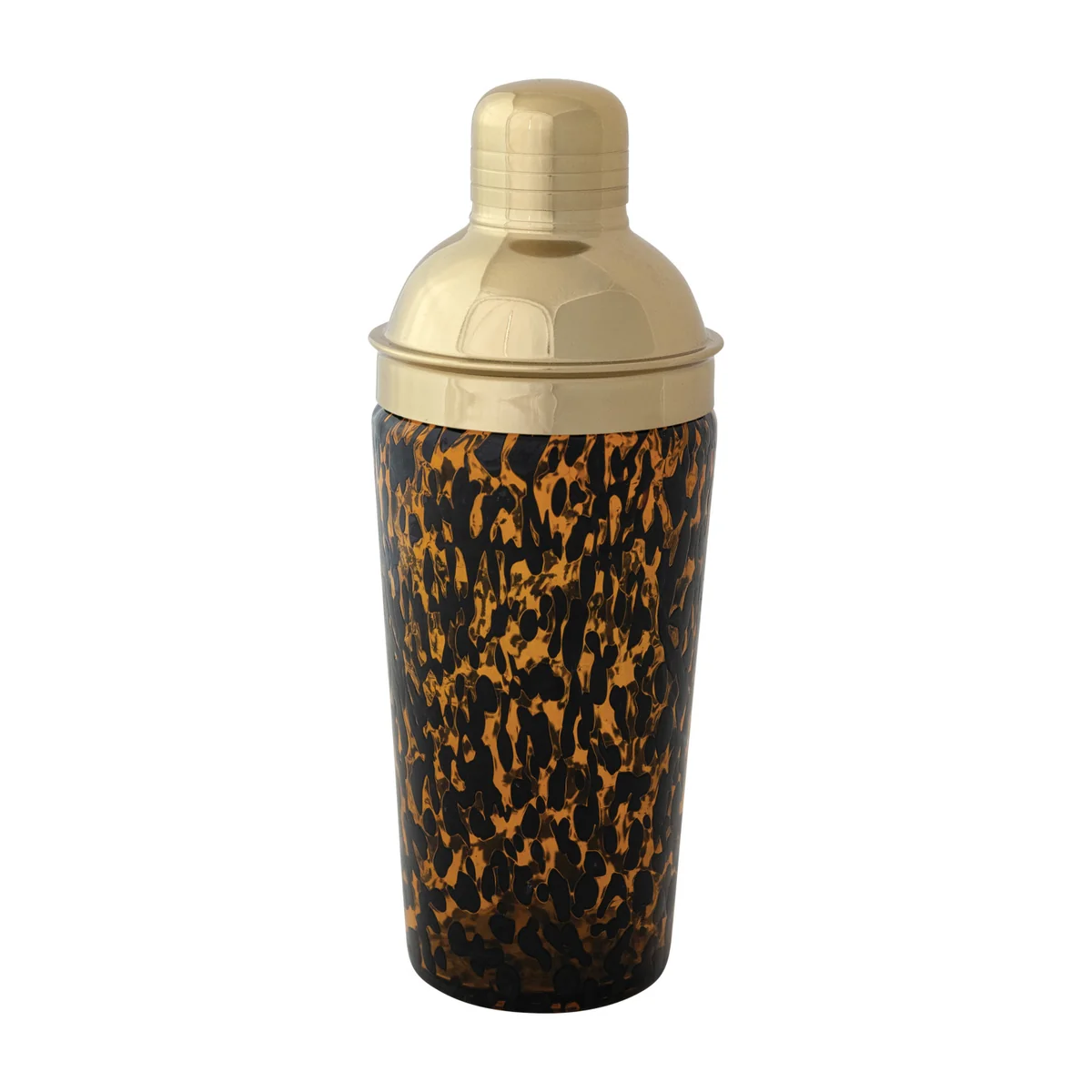 Original Confetti 20 oz. Glass Cocktail Shaker w Stainless Steel Top Tortoise Shell Gold Finish Traditional