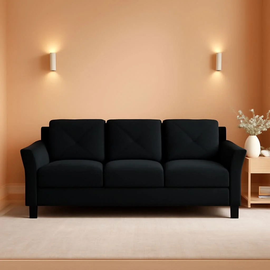 Selected Grayson Sofa Black Button Tufted Rolled Arm Living Room Quality
