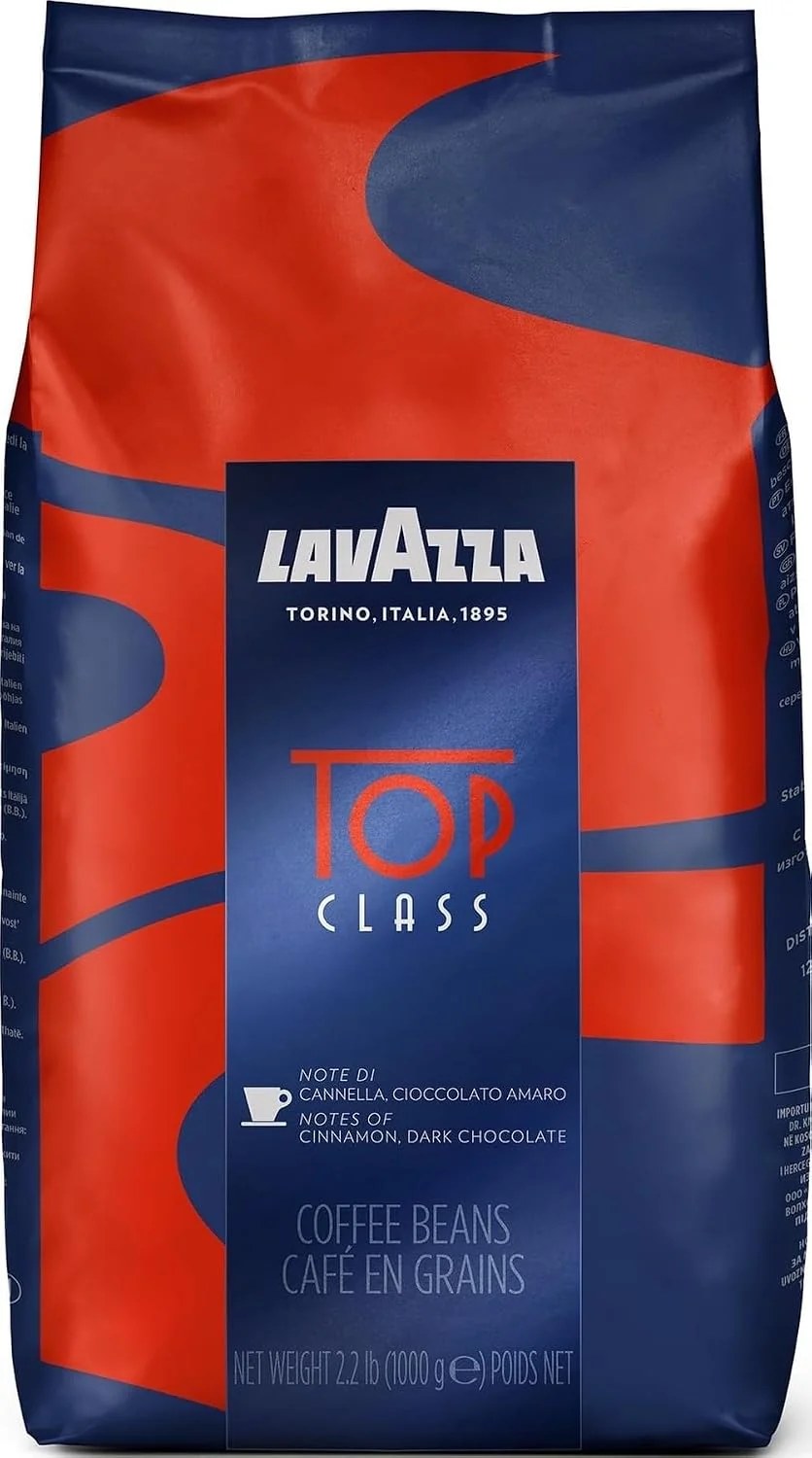 Quality Lavazza Top Class Whole Bean Coffee Blend Medium Espresso Roast Bag 2.2 Pound 1 Count Italian Blended and Roasted in Italy Full Bodied with Smooth and Balanced Flavor Organic
