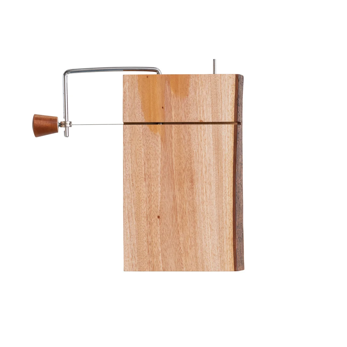 Healthy Mahogany Wood Stainless Steel Cheese Slicer w Bark Edge Superior