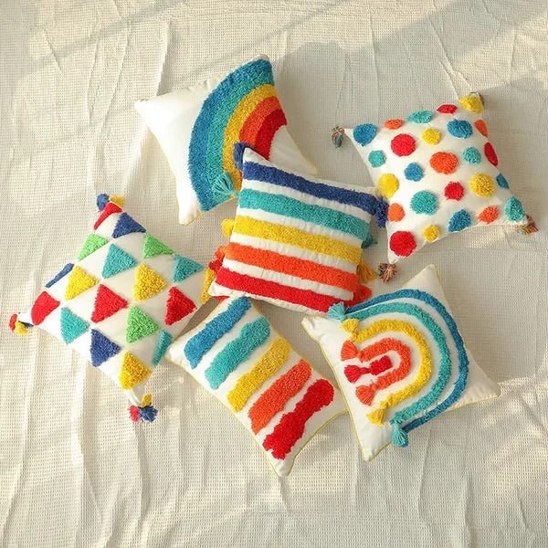 Powerful Rainbow Tufted Cushion Covers Secure