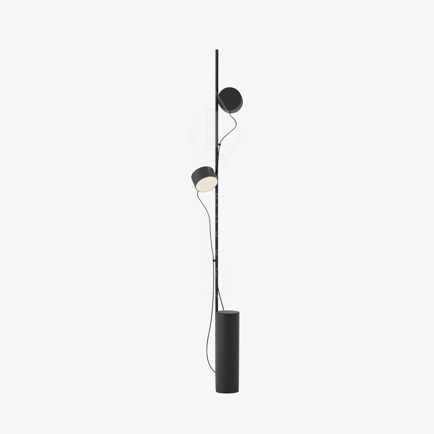 Functional Avi Floor Lamp Cylindrical Linear Modern Metal Black Bedroom Luxury