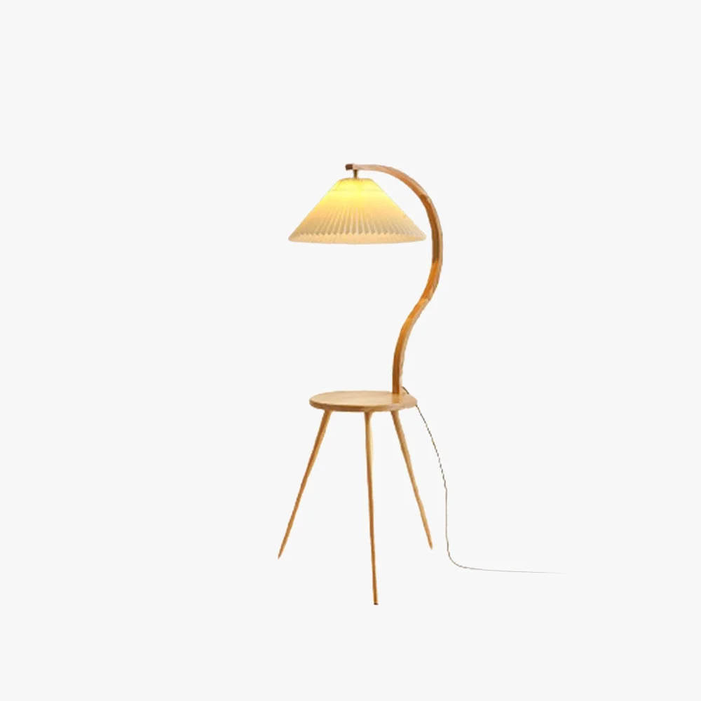 Sophisticated Ozawa Modern Pleated Wood Fabric Bedside Table Floor Lamp Original Design