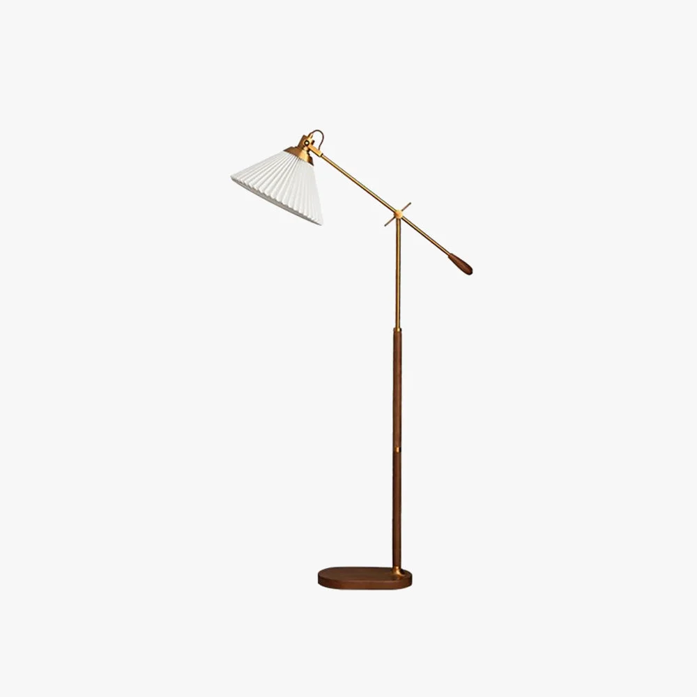 Proven Ozawa Floor Lamp Pleated Retro Metal Wood Living Room Stylish