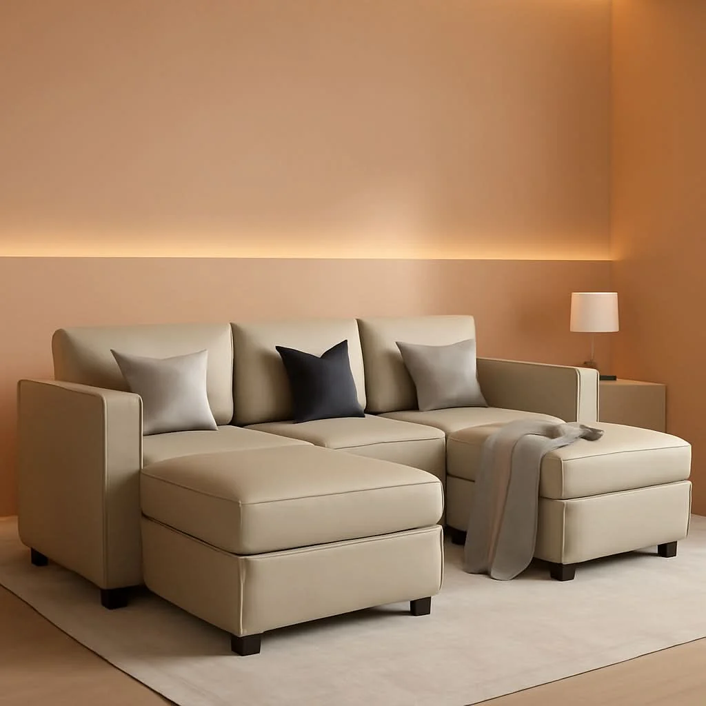 Smart Grey Velvet Modular U Shaped Sectional Sofa Living Room Soft
