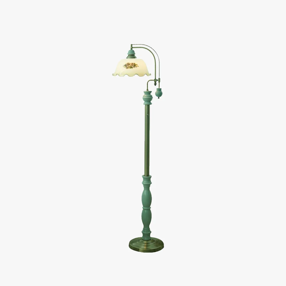 Eco-Friendly Morandi Retro Lotus Flower Shaped Metal Glass Floor Lamp Smooth