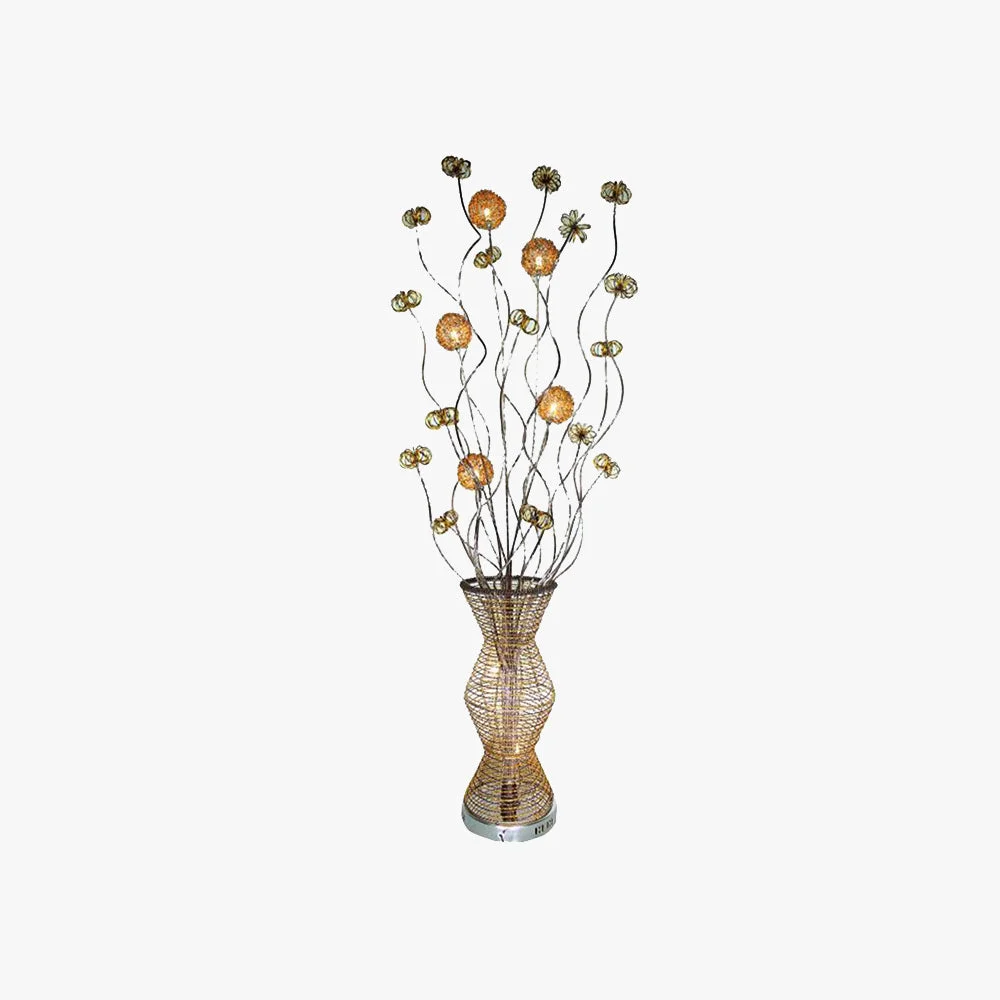 Safe Bella Scandinavian Style Art Deco Handmade Metal Vase Gold Floor Lamp Sustainable