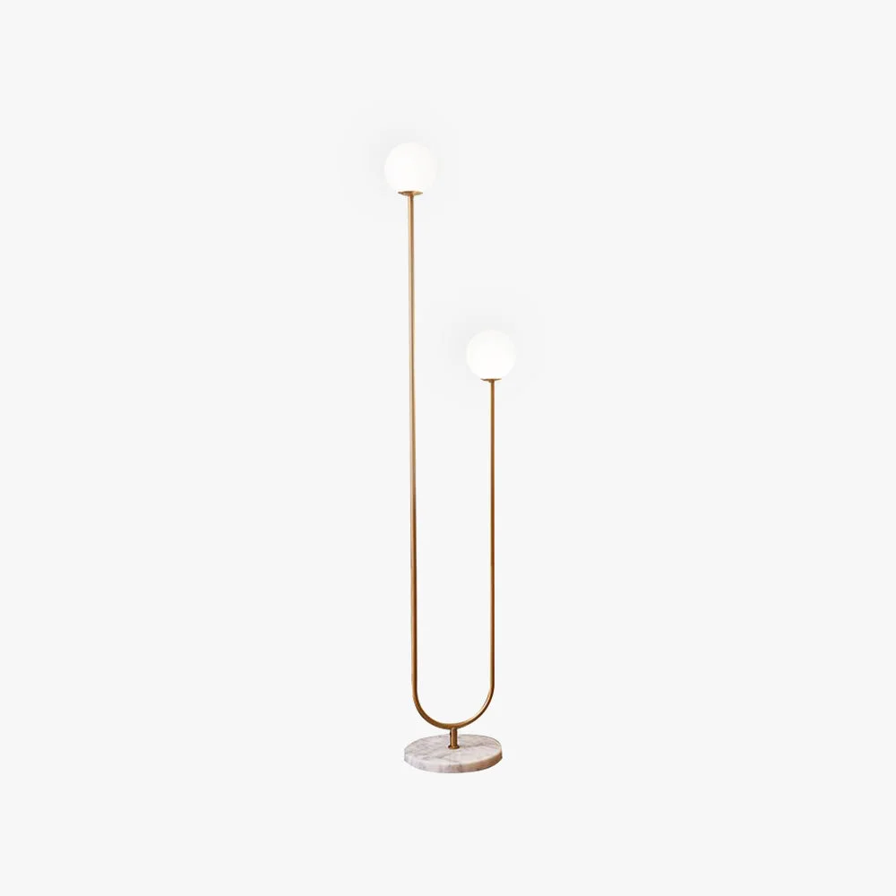 Contemporary Valentina Modern U-shaped Metal Glass Floor Lamp Gold Trendy