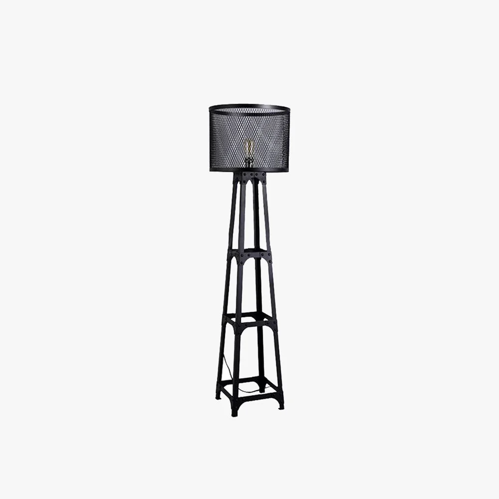 Traditional Alessio Modern Cylinder Mesh Screen Metal Floor Lamp Black Specialty
