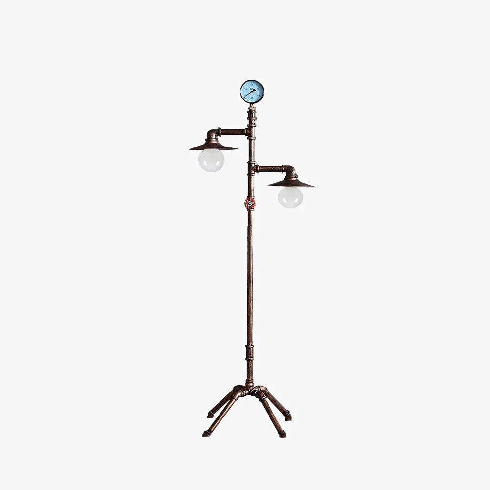 Trusted Alessio Retro Multi Head Antique Piped Metal Floor Lamp Bronze Minimalist