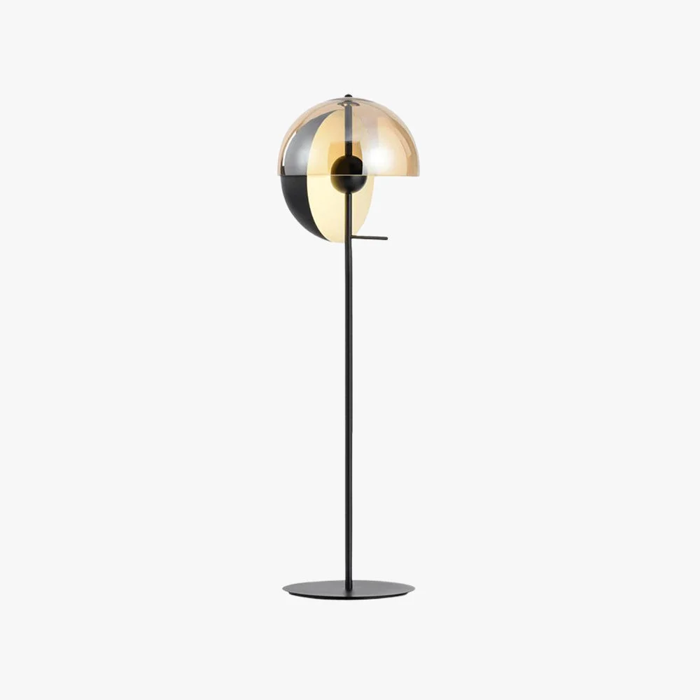 Proven Salgado Modern Geometric Metal Glass Floor Lamp Black Amber Professional