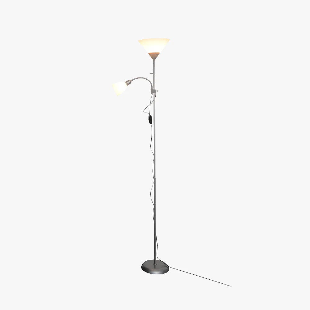 Contemporary Eryn Modern Double Head Metal Acrylic Floor Lamp Silver Efficient