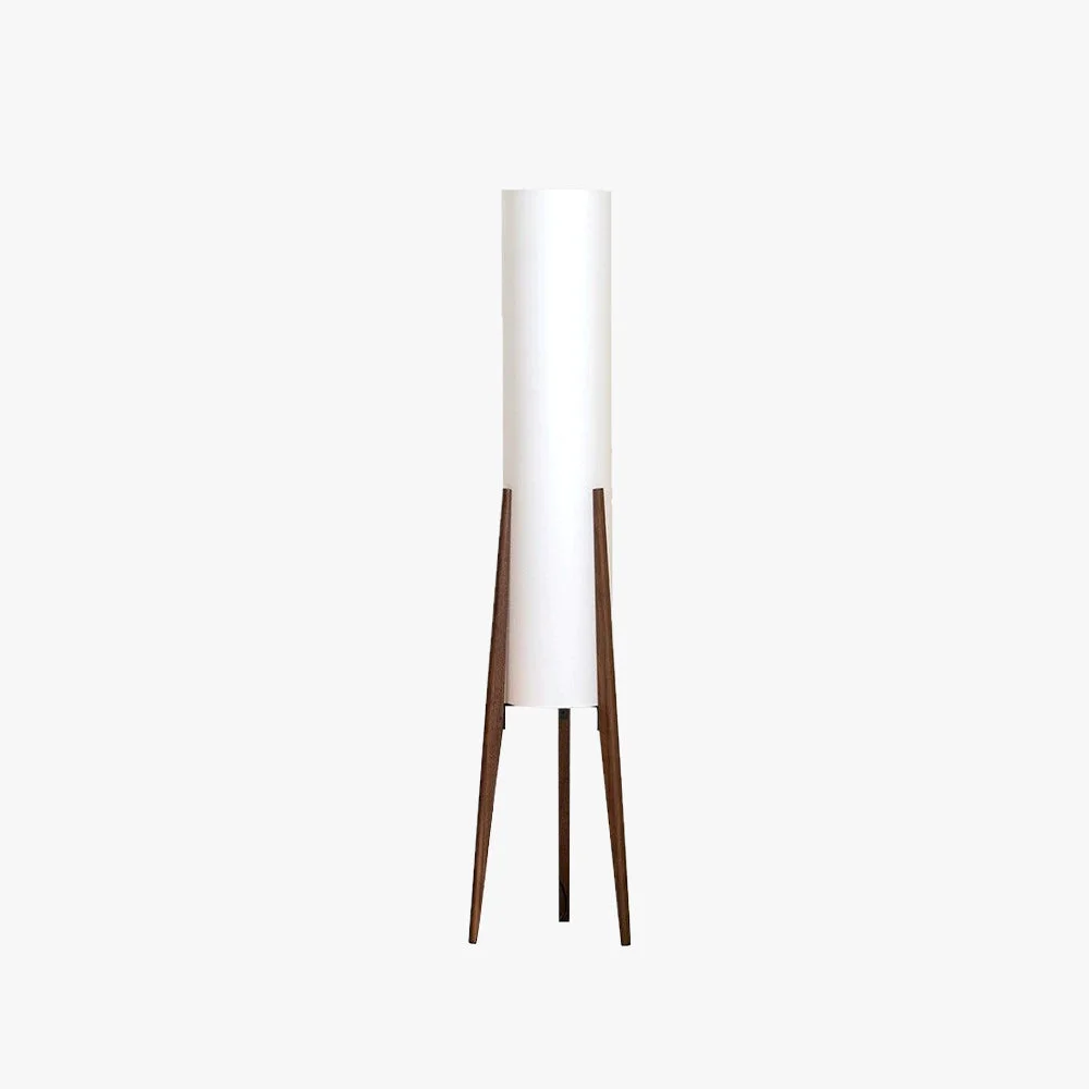 Sustainable Ozawa Contemporary Cylinder Tripod Wood Glass Floor Lamp Brown Official