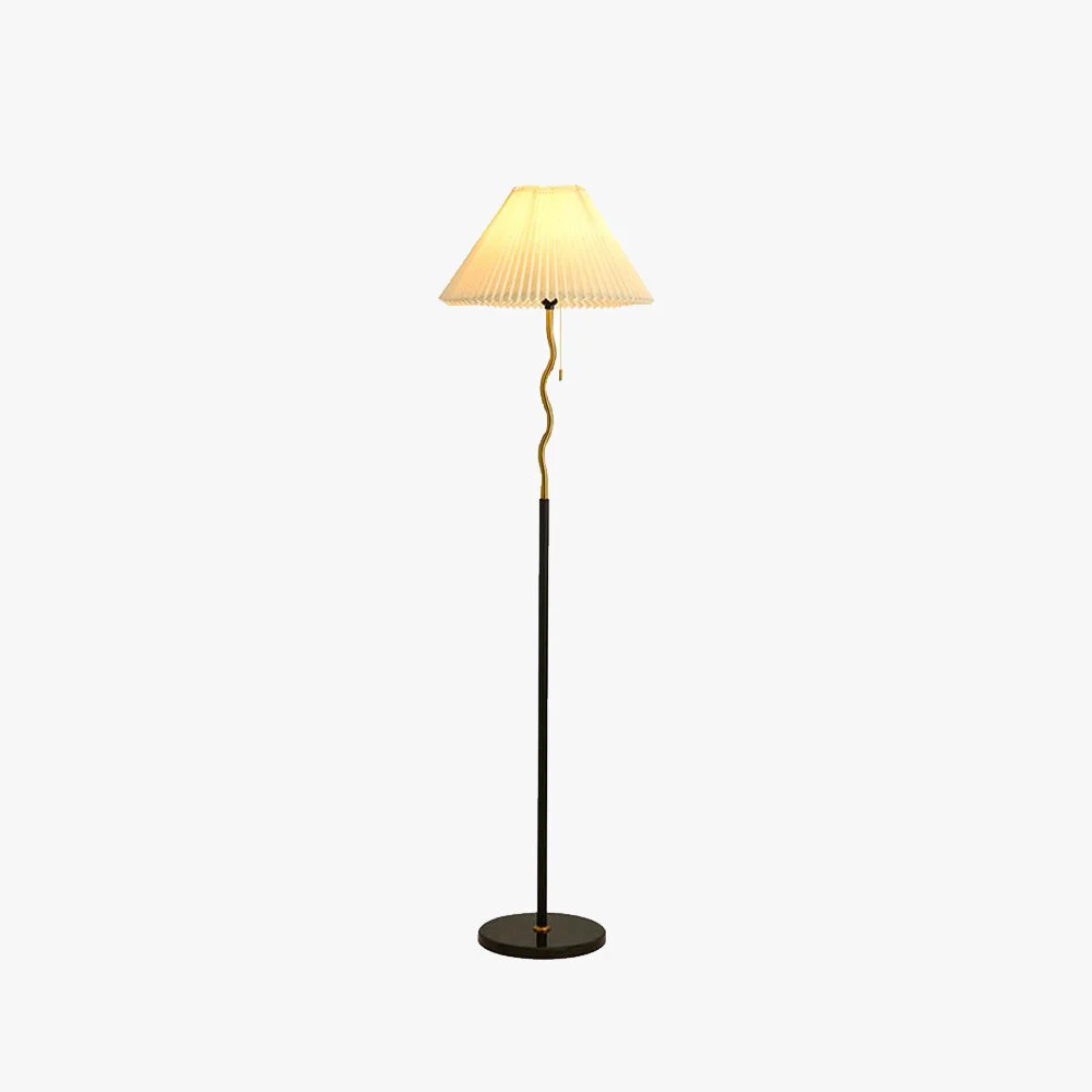 Trendy Ozawa Vintage Retro Geometric Pleated Metal Fabric Floor Lamp Black High-Quality