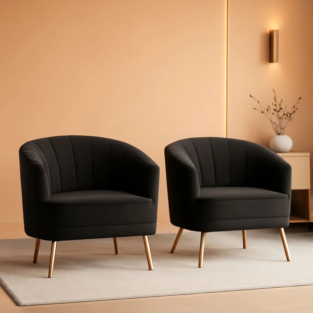 Healthy Modern Black Velvet Accent Chair With Gold Legs Living Room Elegant