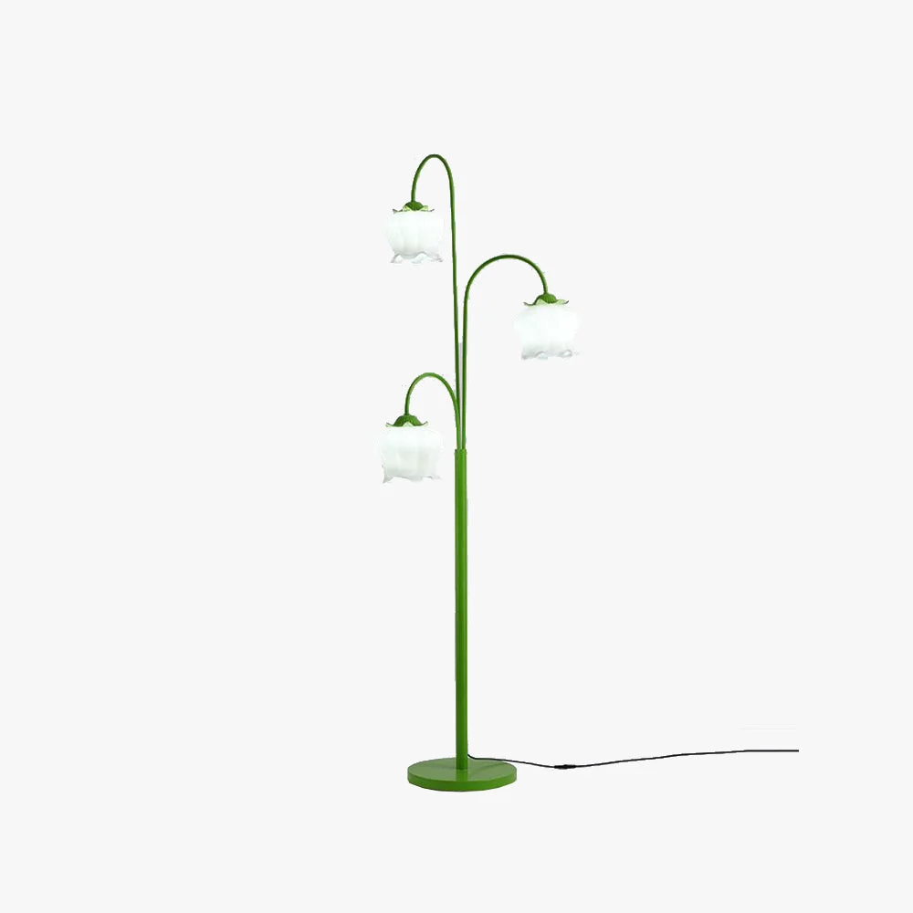 Reusable Lily Green Shade Flower Floor Lamp Metal Glass Living Room Bedroom