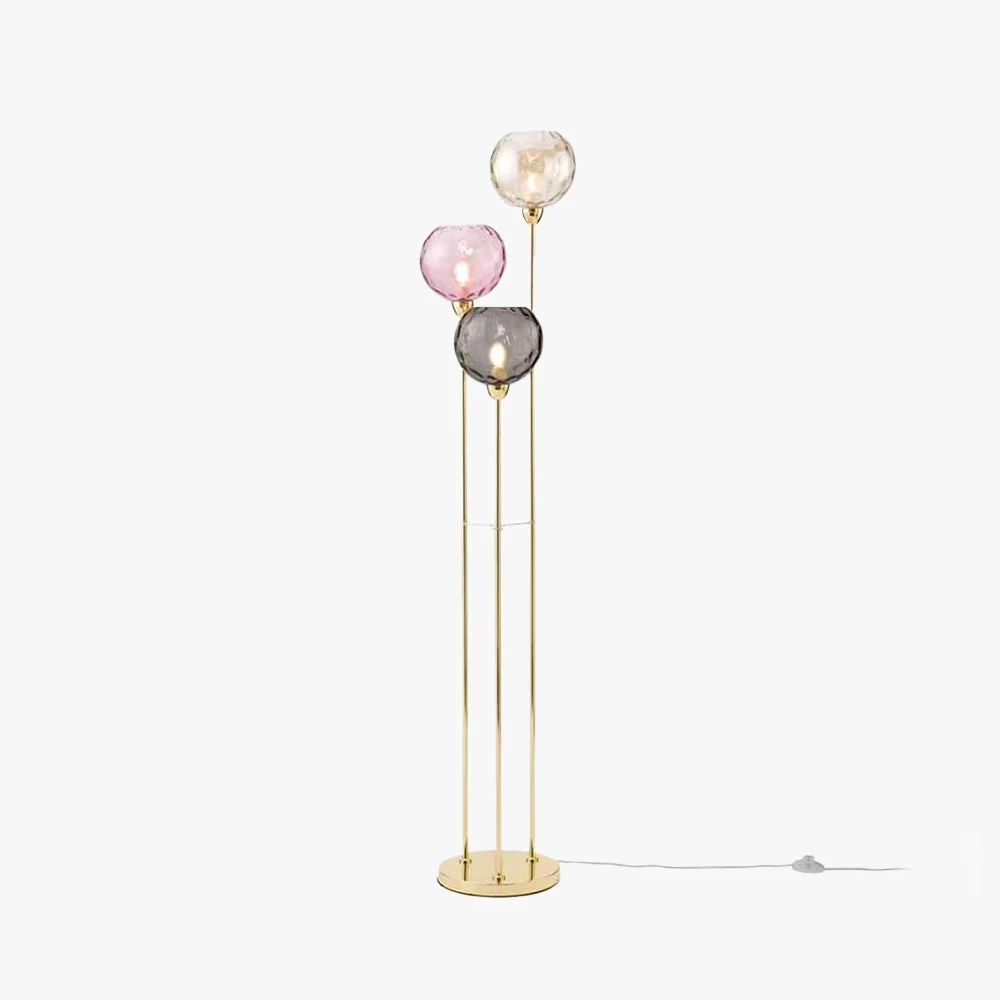 Easy-to-Use Hailie Designer Bubble Floor Lamp Metal Glass Pure