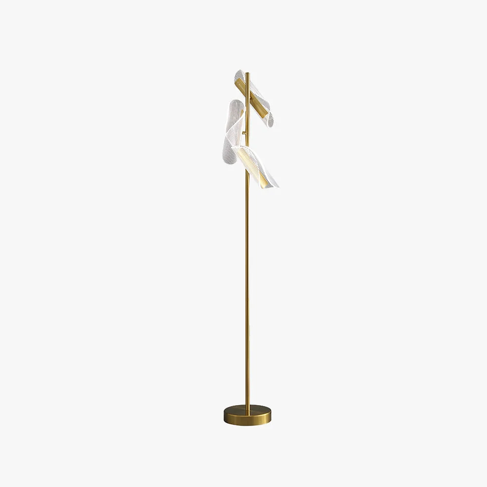 Fine Salgado Floor Lamp Waves 3 Heads Modern Acrylic Gold White Living Room Verified