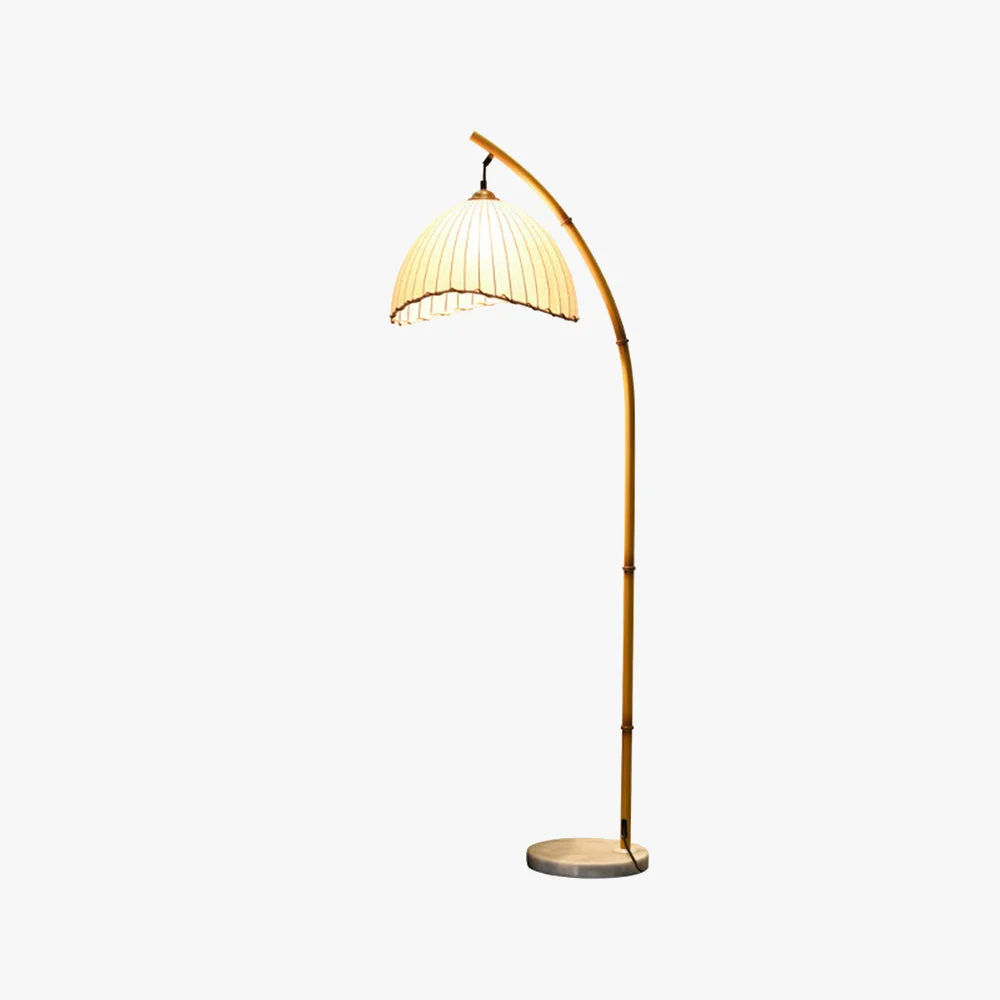 Flexible Ozawa Vintage Bamboo Shape Metal Fabric Floor Lamp White Top-Quality