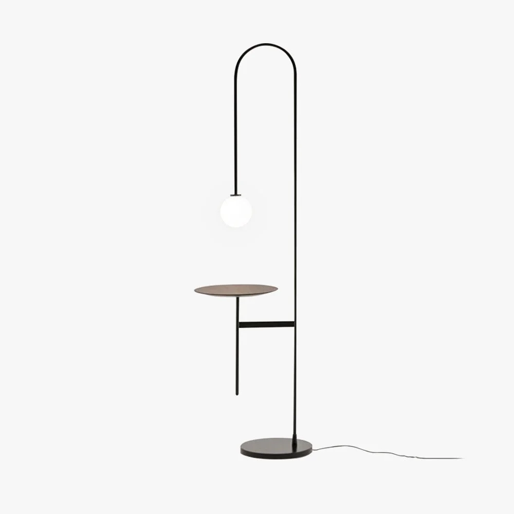Elegant Valentina Minimalist Metal Marble Glass Floor Lamp With Table Lightweight