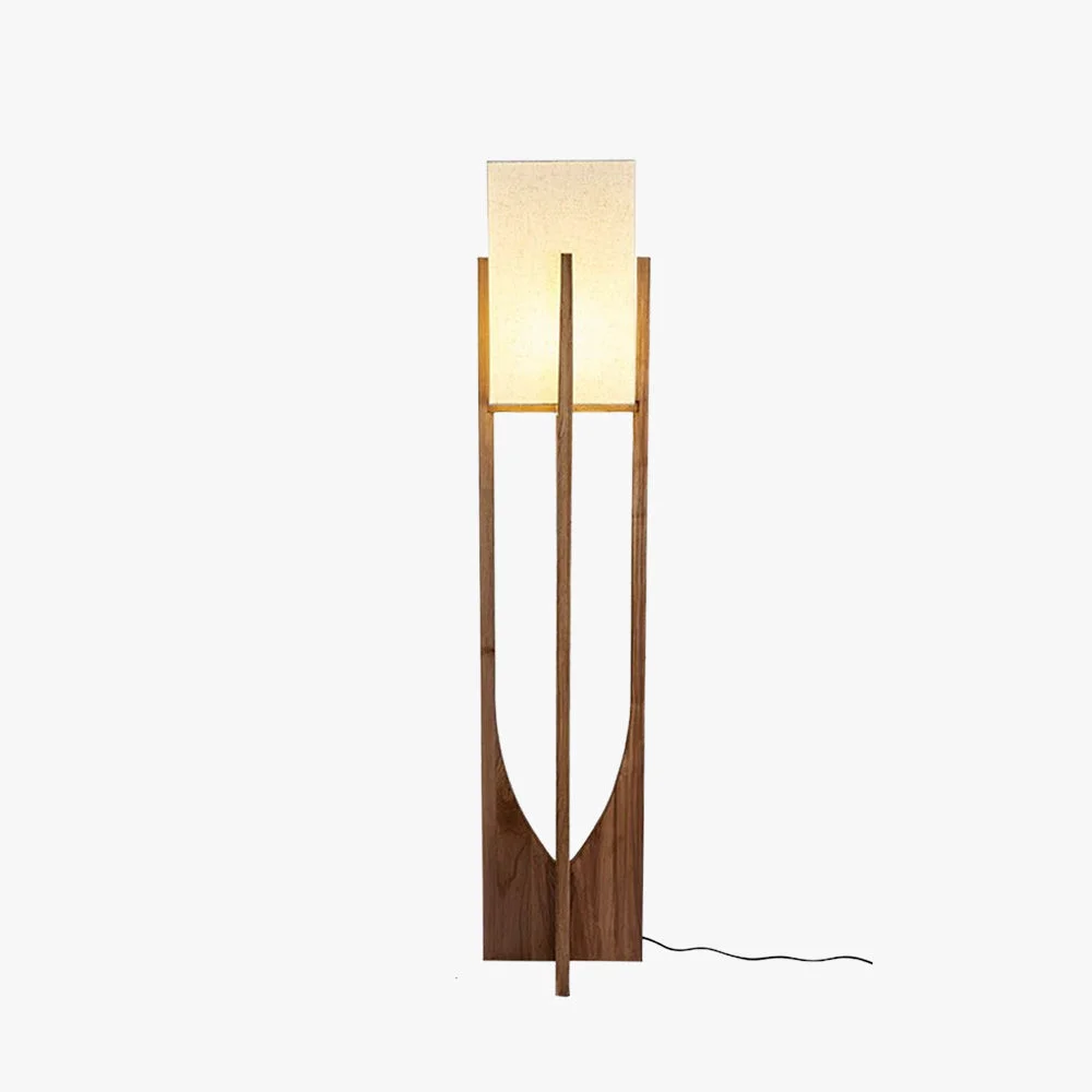 First-Class Ozawa Natural Rectangular Wood Fabric Floor Lamp Advanced