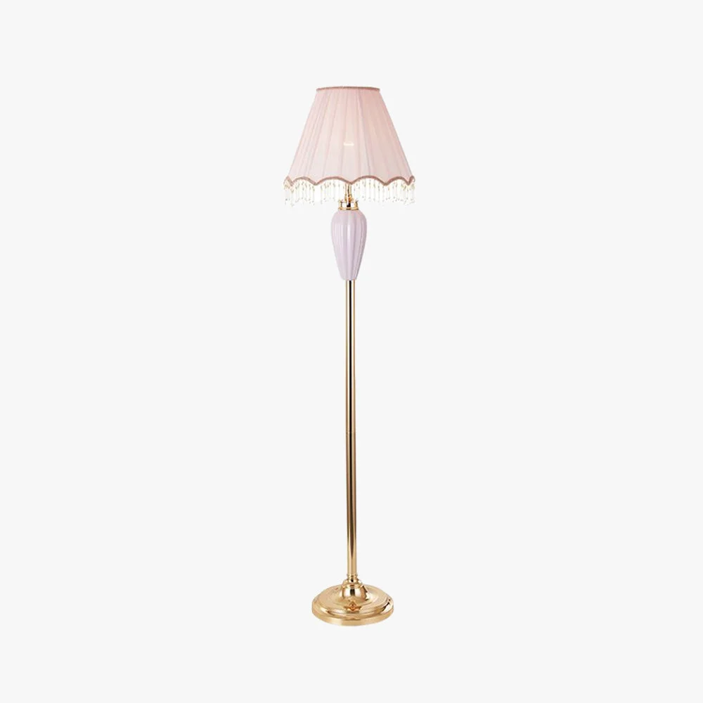 Stylish Eryn Vintage Ceramic Fabric Floor Lamp Blue Pink High-Grade