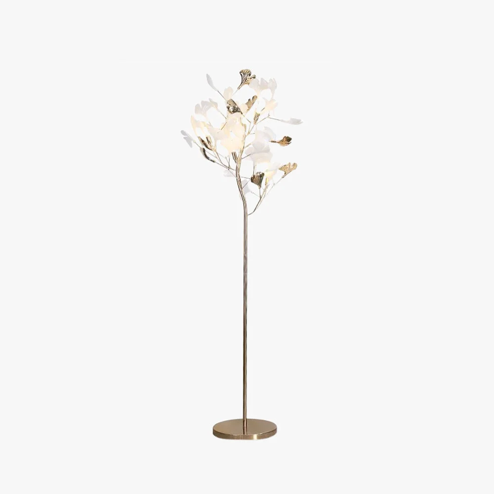 Smart Ophelia Floor Lamp Leaf Artistic Ceramic Metal White Gold Study Efficient