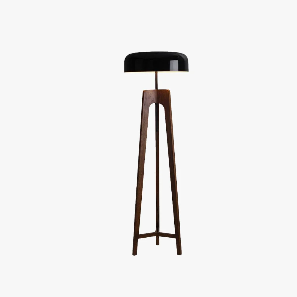 Genuine Ozawa Modern Bowl Tripod Wood Metal Floor Lamp Black White Secure