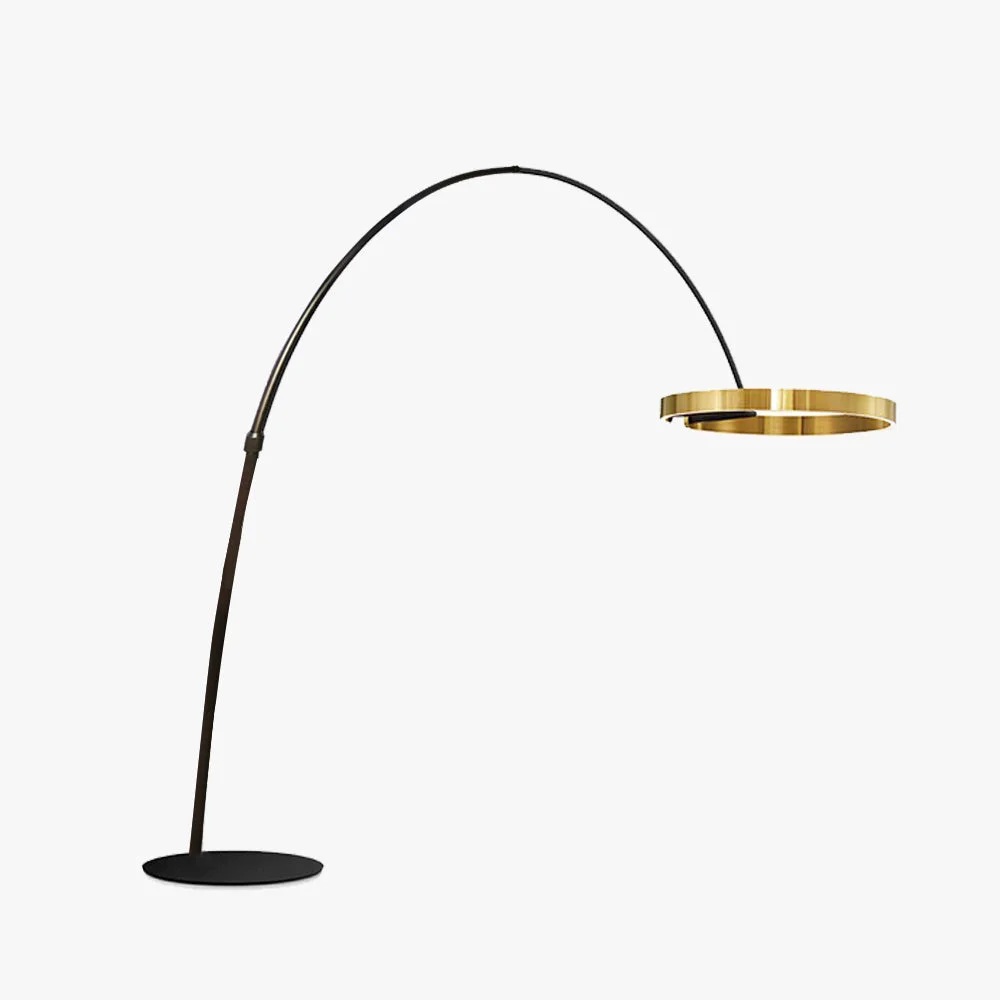Sophisticated Edge Modern Ring Metal Silicone Floor Lamp Black Gold Certified